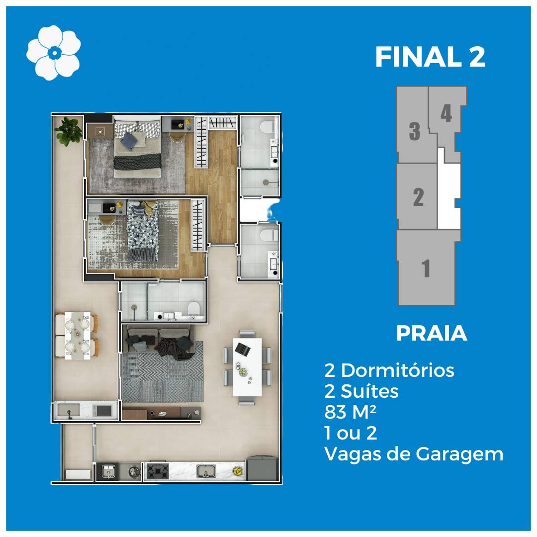 #7760 - Apartamento para Venda em Praia Grande - SP