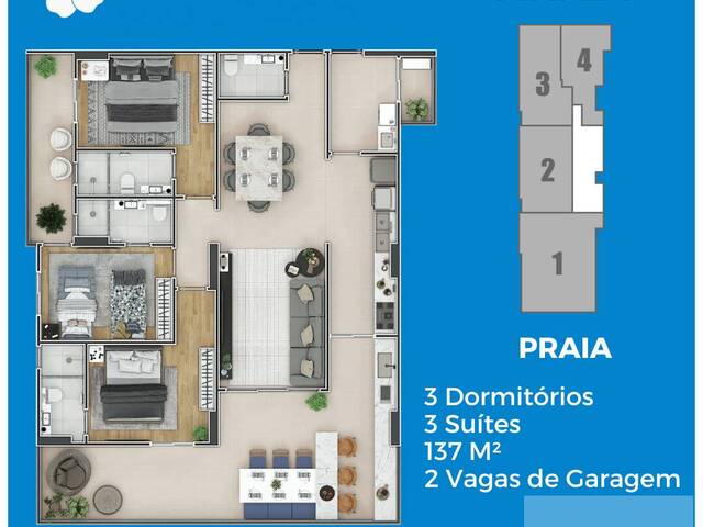 #7760 - Apartamento para Venda em Praia Grande - SP - 1