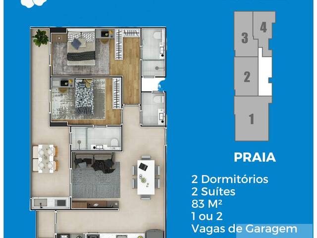 #7760 - Apartamento para Venda em Praia Grande - SP - 2