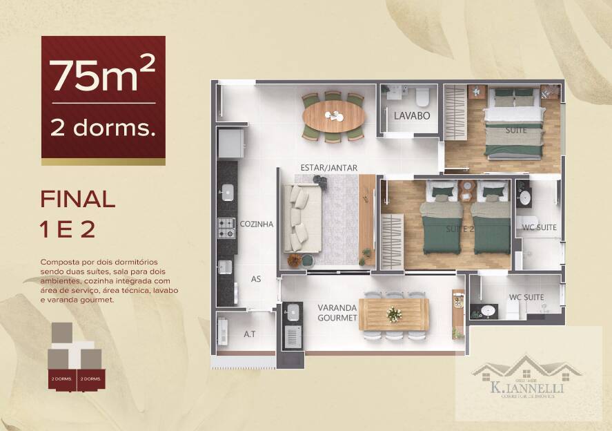 Apartamento, 2 quartos, 5175 m² - Foto 2